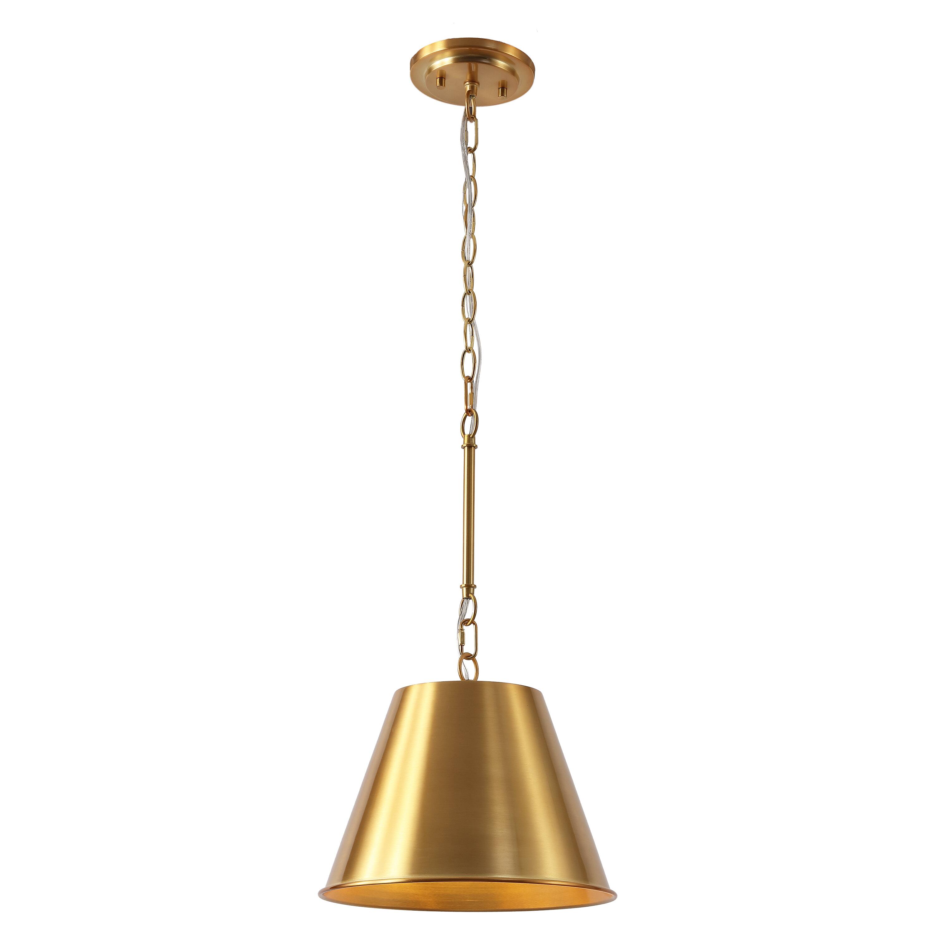 "Jonathan Y - Harper 12"" 1-Light Industrial Farmhouse Adjustable Tapered Cone Empire Metal LED Pendant - Brass Gold" price history on PriceWatchPro