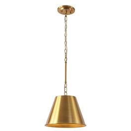 Jonathan Y - Harper 12" 1-Light Industrial Farmhouse Adjustable Tapered Cone Empire Metal LED Pendant - Brass Gold