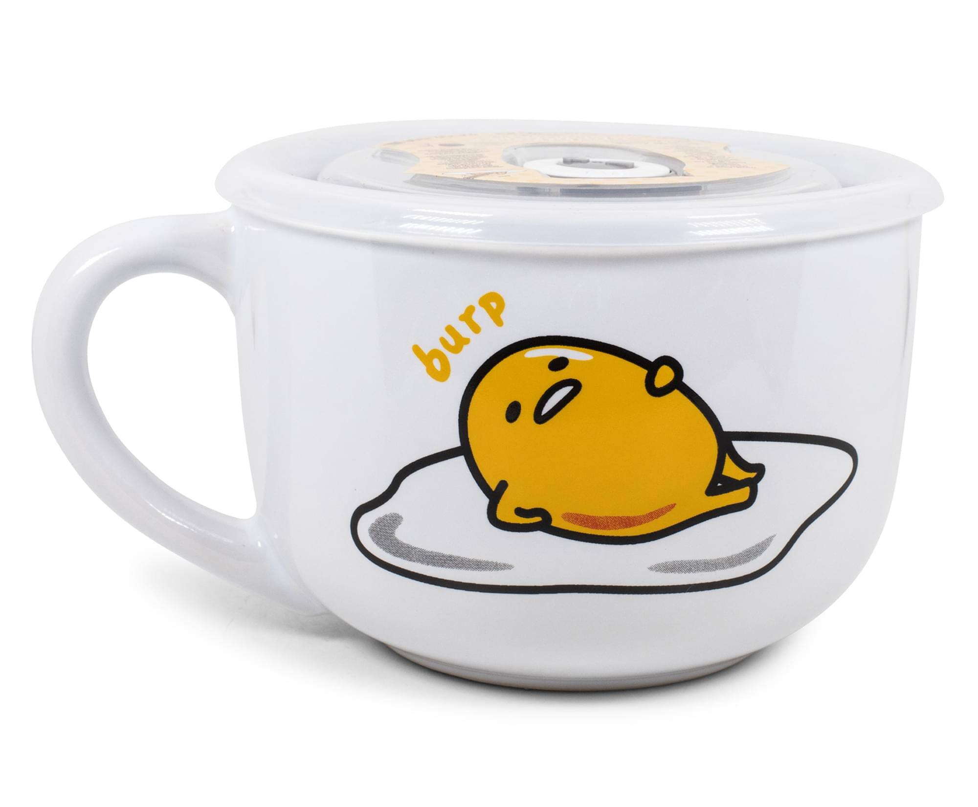 Alt View 1. Silver Buffalo - Sanrio Gudetama "Late Night Snack" Ceramic Soup Mug With Vented Lid | 24 Ounces - White.