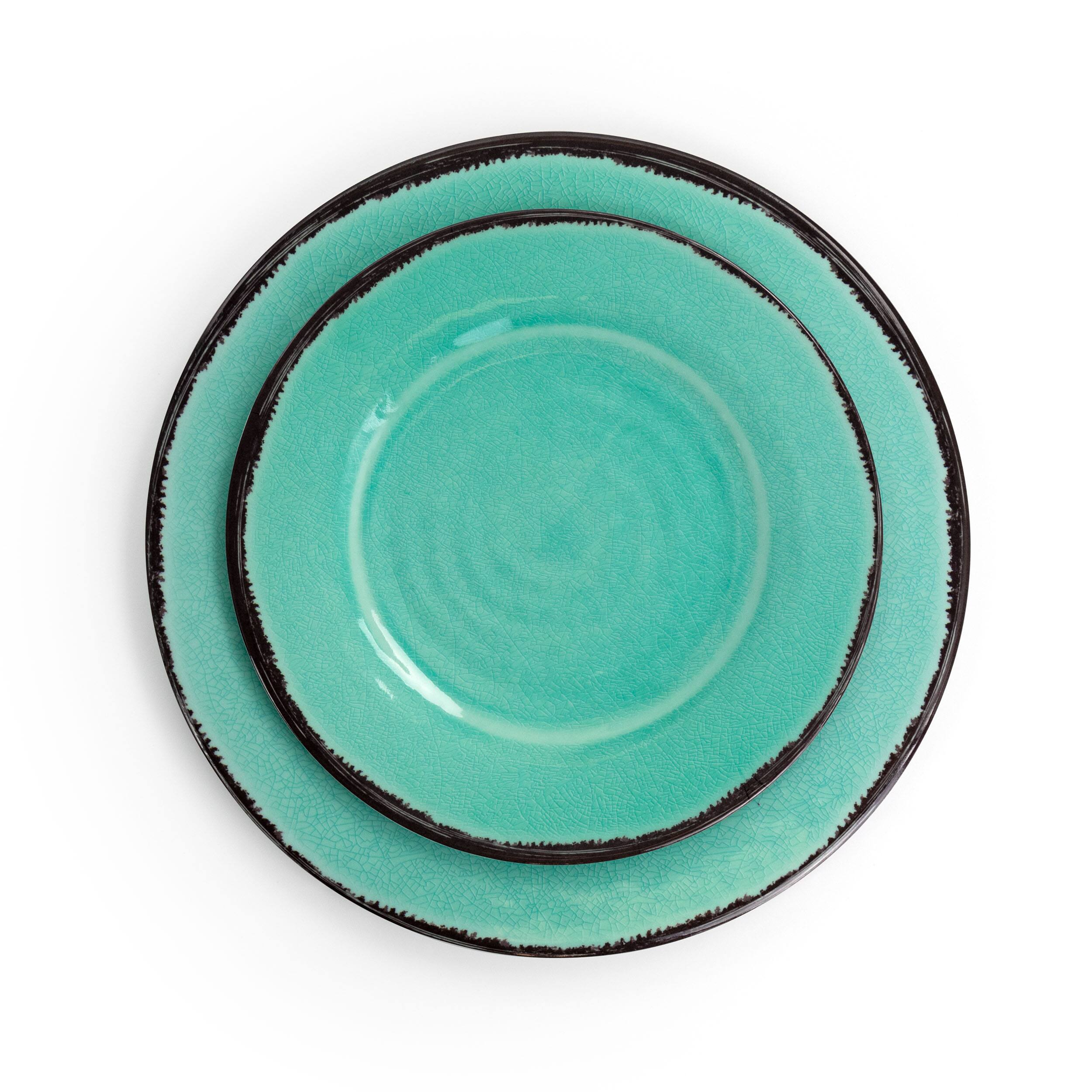 Alt View 5. Elama - Elama Azul Banquet 12 Piece Lightweight Melamine Dinnerware Set in Turquoise - Blue.