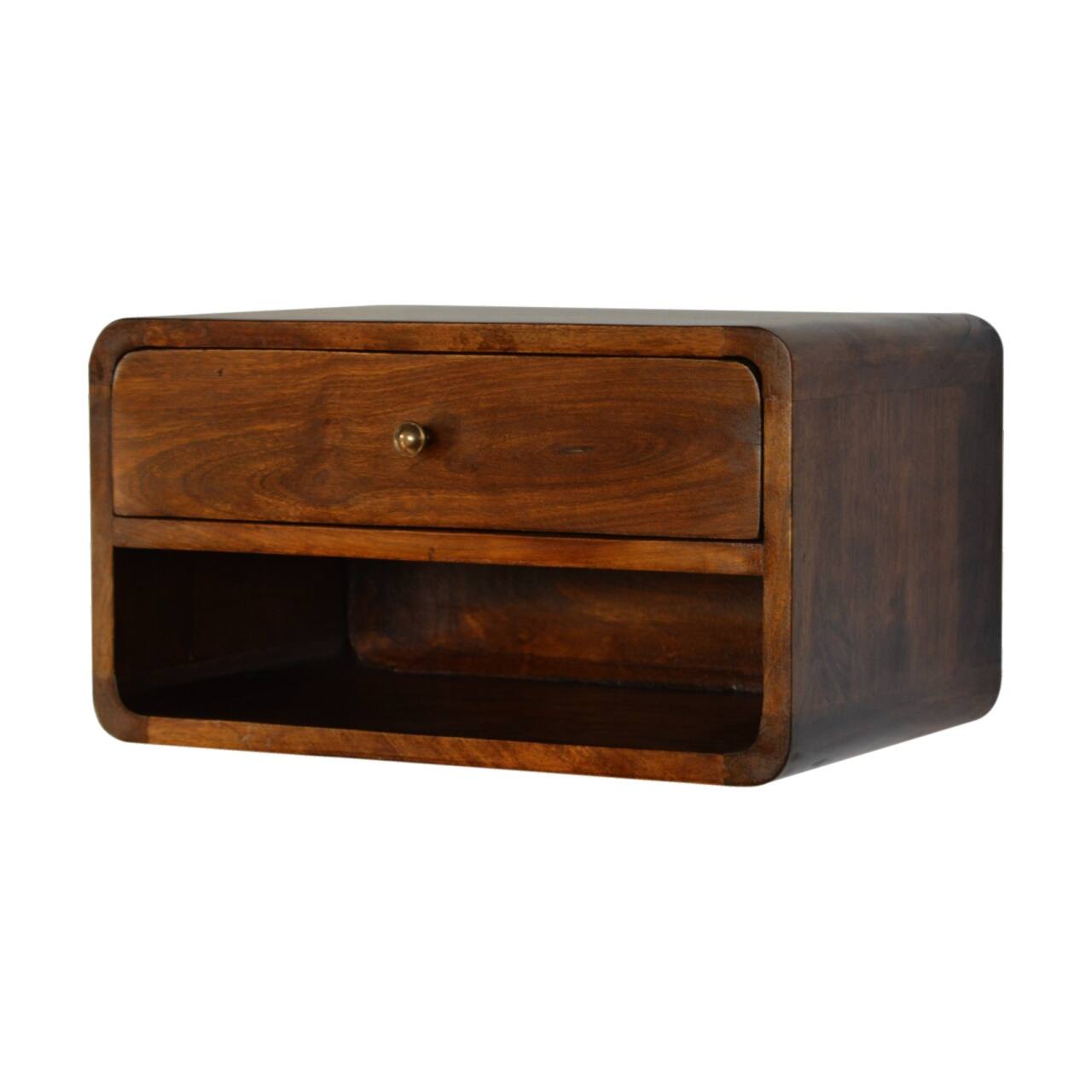 Angle. Artisan Furniture - Artisan Furniture Solid Wood Chestnut Curve Floating Nightstand, 1 Drawer, 1 Open-slot, Brown - Chestnut.