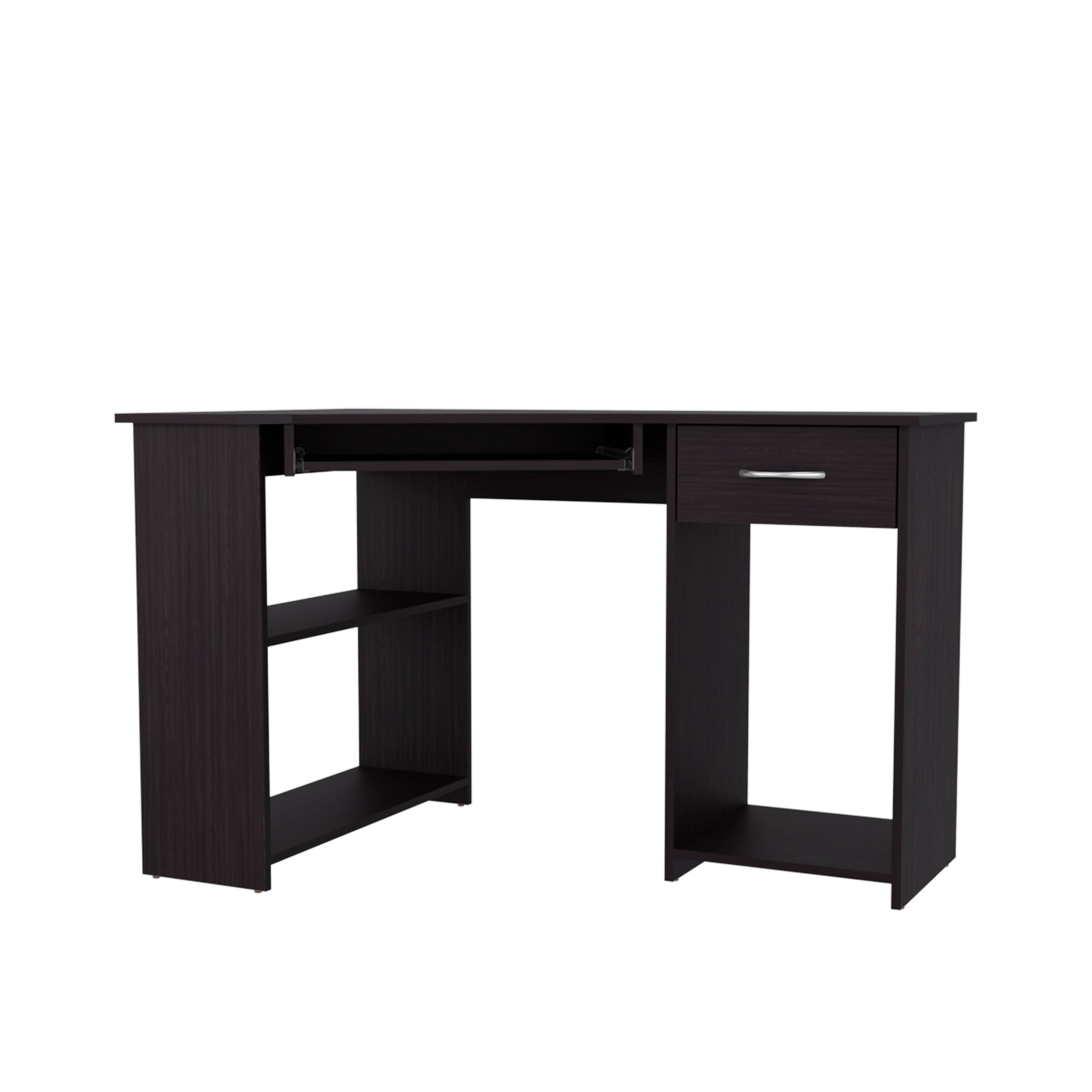 Alt View 4. Tiramisubest - Corner Computer Desk, L-Shaped Home Office Desk with Drawer, Shelves, and CPU Space, Wenge - Wenge.