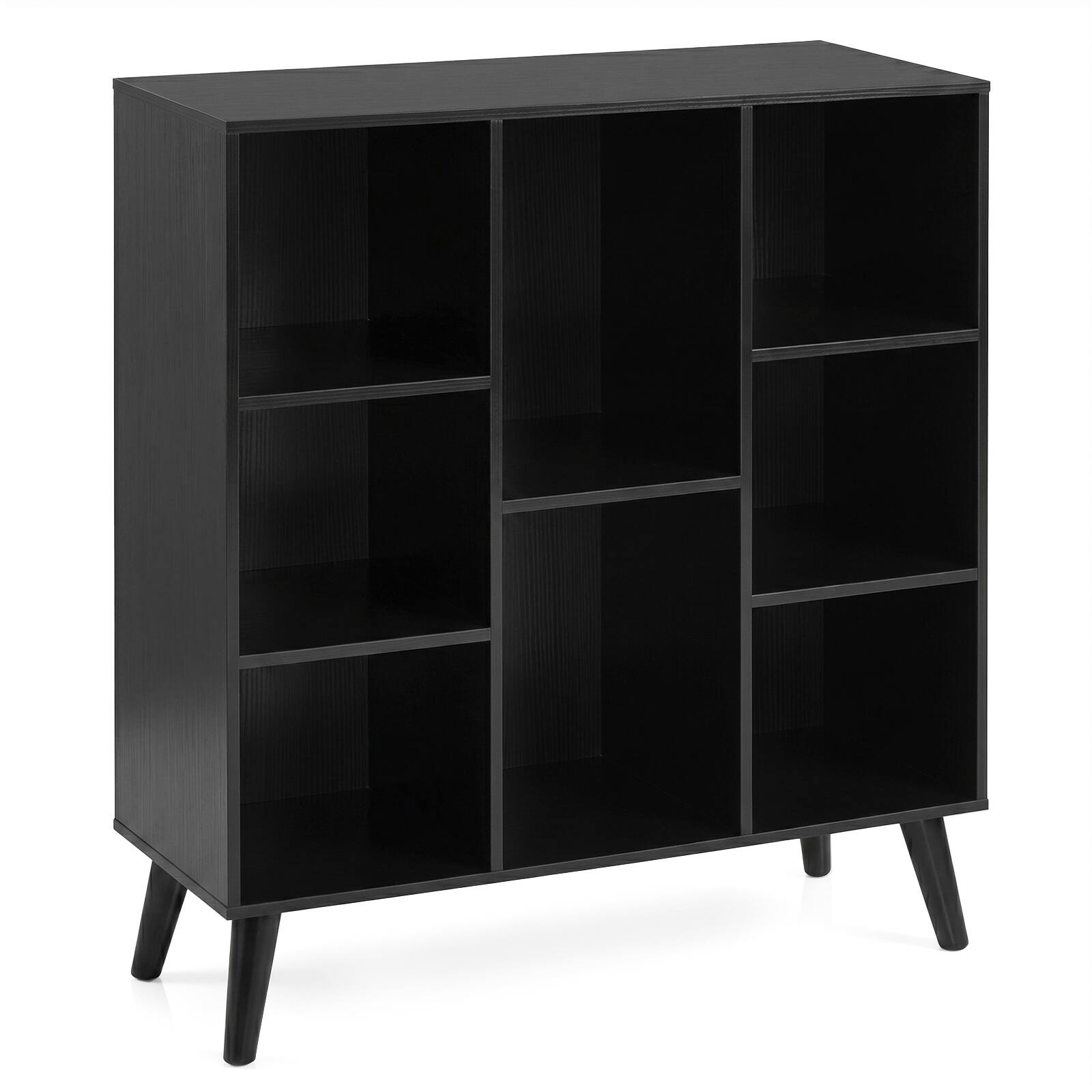 Alt View 9. Costway - Costway 8-Cube Bookshelf, 3-Tier Bookcase with Elevated Metal Legs for Living Room & Office - Black.