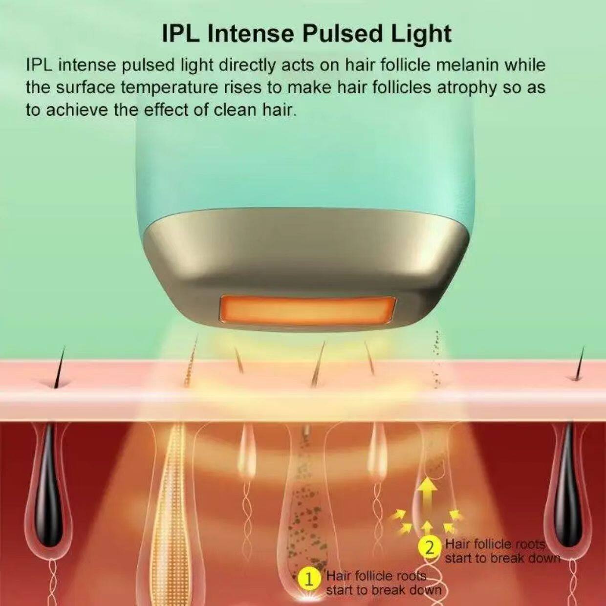 IPL Intense Pulsed Light

IPL intense pulsed light directly acts on hair follicle melanin while the surface temperature rises to make hair follicles atrophy so as to achieve the effect of clean hair.

1. Hair follicle roots start to break down
2. Hair follicle roots start to break down
