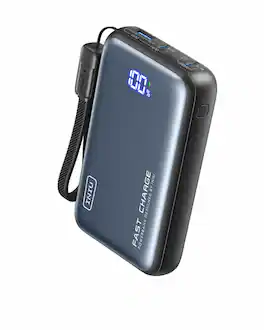 INIU - 65W 20000mAh Power Bank, Compact Fast Charging Portable Charger, with USB-C Cable, for Laptops, Tablets, Cell Phones etc - Black