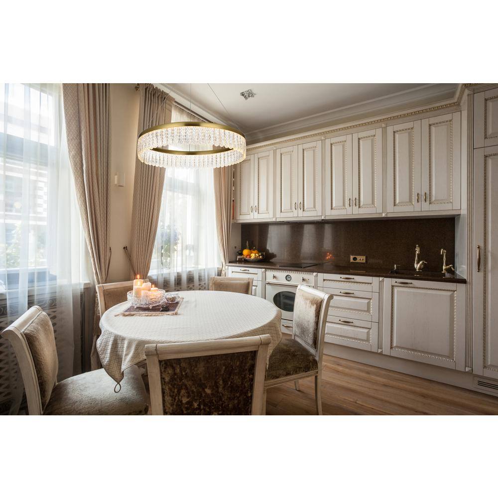 Alt View 5. Elegant Lighting - Rune 24 inch Adjustable LED chandelier in Satin Gold - Satin Gold.