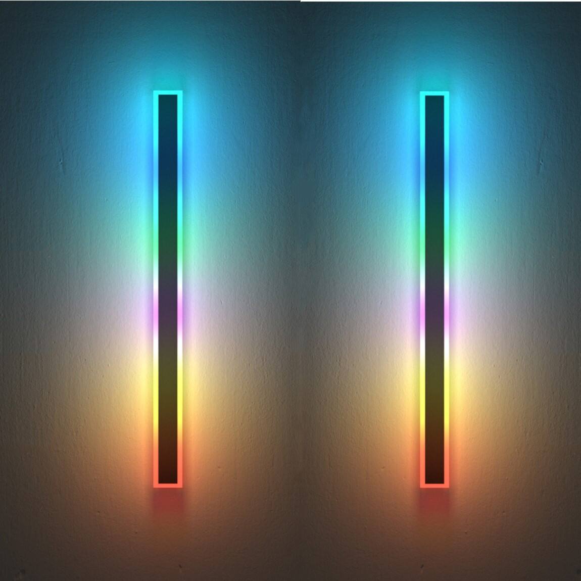 Angle. Lamp Depot - Set of 2 RGBW Rectangle Wall Lights - Black.