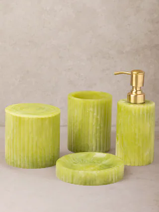 Front. GAURI KOHLI - Porto Bath Accessories - Mantis Green.