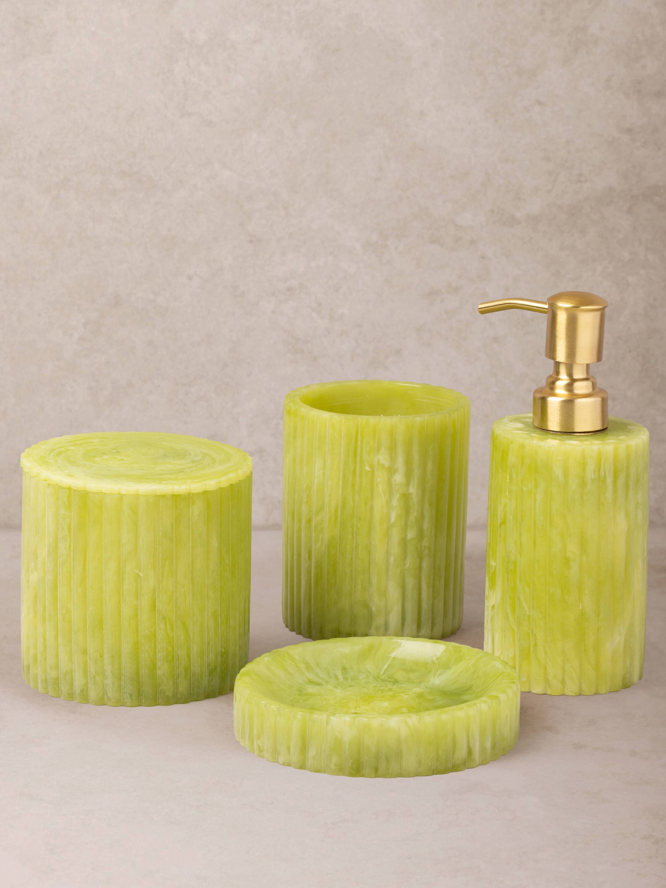 Front. GAURI KOHLI - Porto Bath Accessories - Mantis Green.