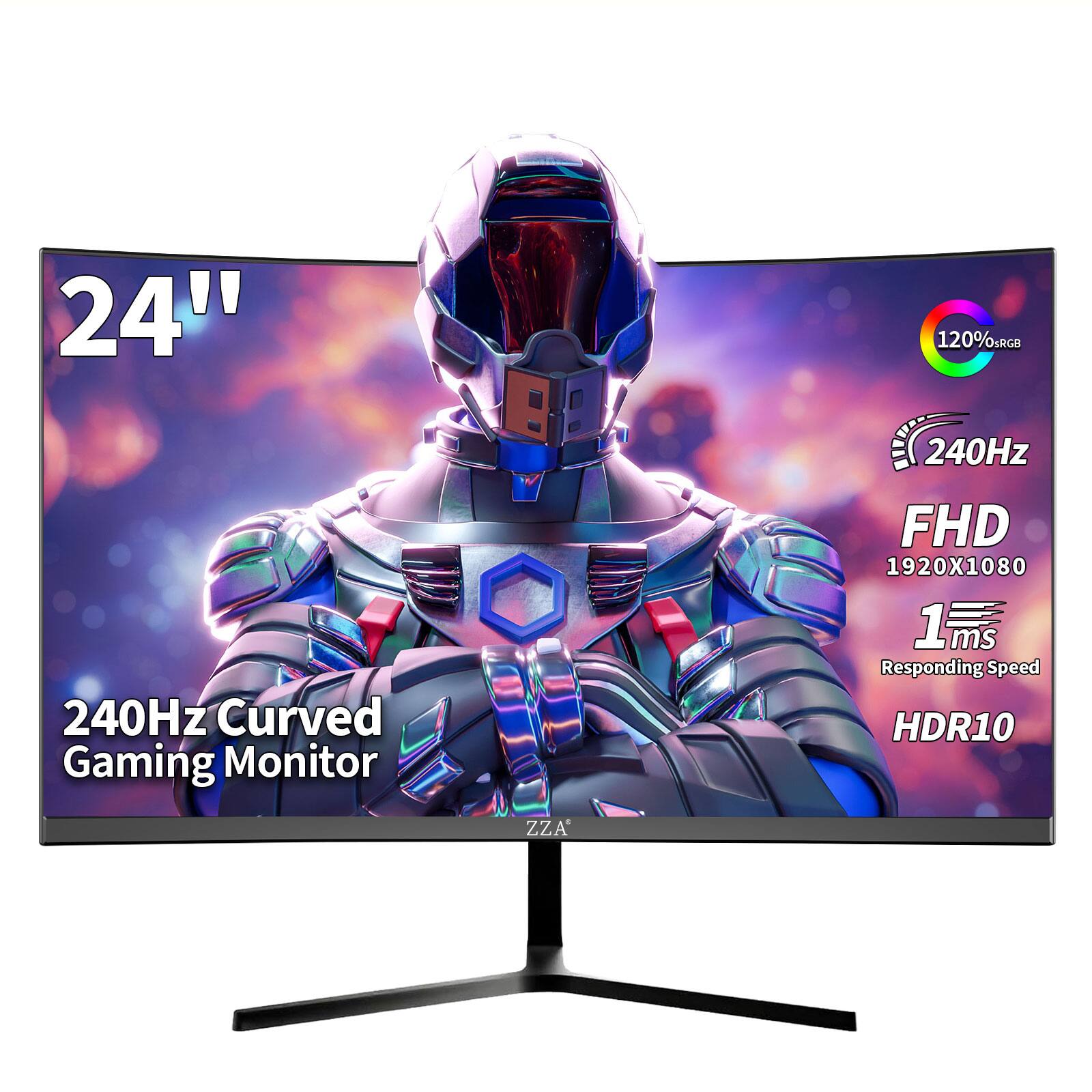 24"  
120% sRGB  
240Hz  
240Hz Curved Gaming Monitor  
FHD 1920x1080  
1ms Responding Speed  
HDR10