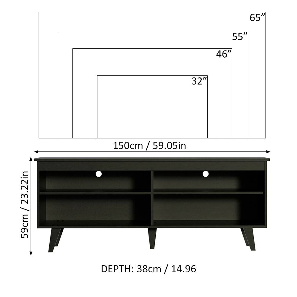 - 65"
- 55"
- 46"
- 32"
- 150cm / 59.05in
- 59cm / 23.22in
- DEPTH: 38cm / 14.96