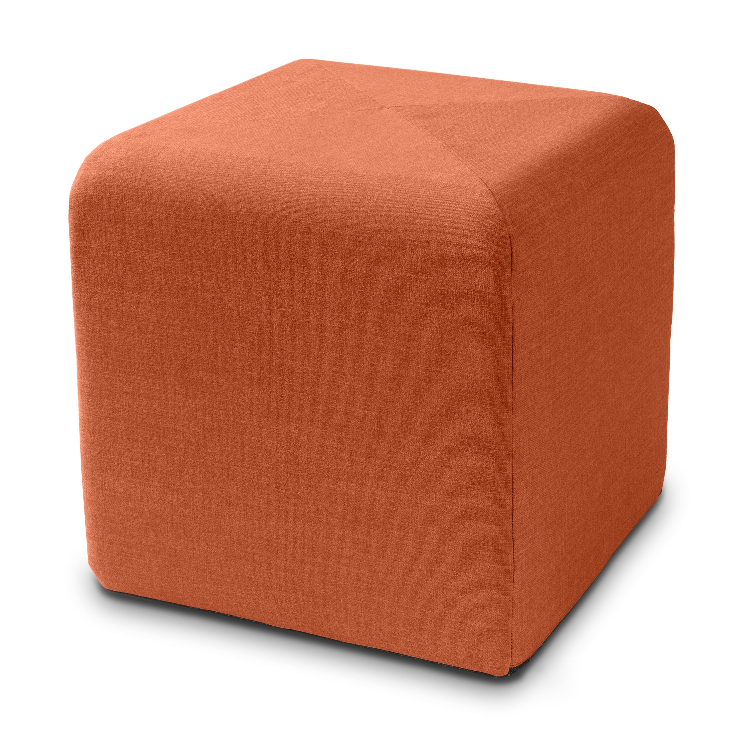 Jaxx - Monroe Square Foam Ottoman with Stain Resistant Performance Fabric, Small (18 x 18) - Canyon Orange