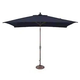 Mondawe - 6.6' x 10' Rectangle Patio Umbrella Push Button Tilt Bronze Frame - Navy