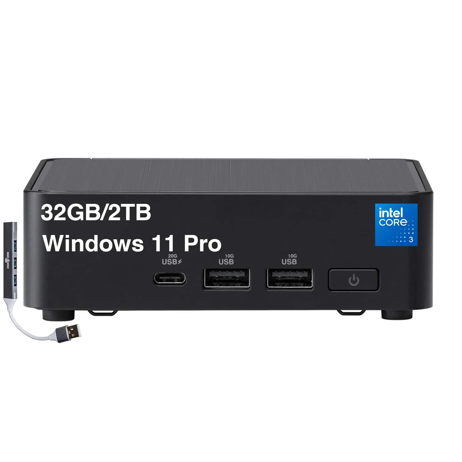 ASUS - Upgraded - NUC 15 Pro Tall Kit Mini Desktop (Core 7 240H, 32GB, 2TB SSD, Intel Graphics, Win 11 Pro) w/USB Hub - Black