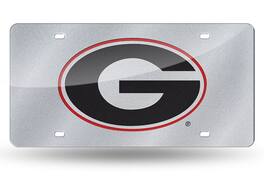Rico Industries - Georgia Bulldogs Silver Glitter Look 12x6 LASER License Plate Auto Tag - Multi