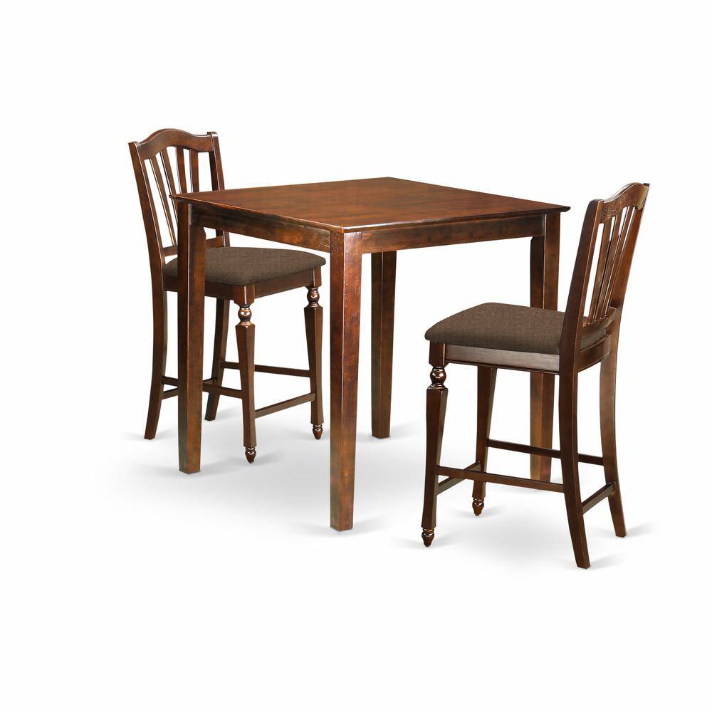 Back. East West Furniture - VNCH3-MAH-C 3 PC counter height Dining set - counter height Table and 2 counter height Chairs. - Mahogany.