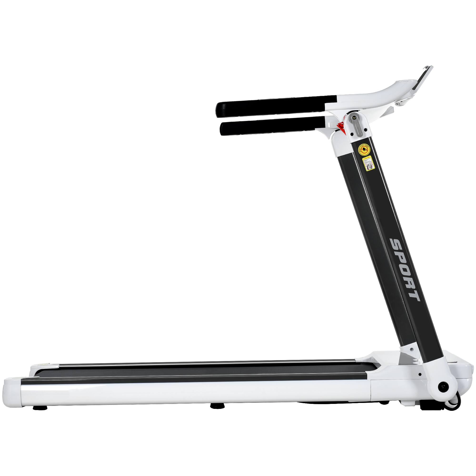 Alt View 9. Tiramisubest - Foldable Electric Treadmill with Bluetooth, 3.5HP Motor, 14KM/H Speed, 330LBS Capacity for Home Gym Fitness - White.