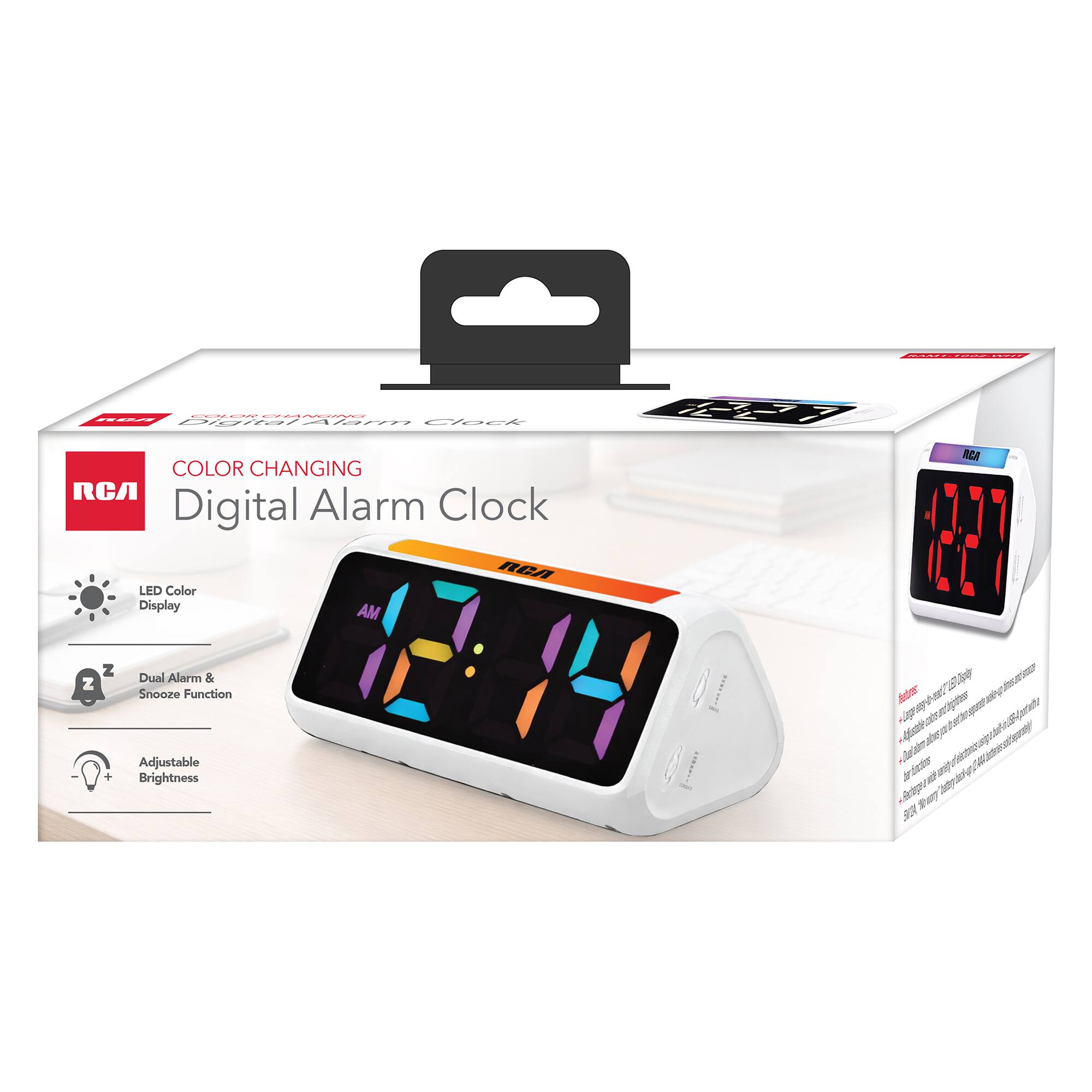 COLOR CHANGING RCA Digital Alarm Clock RCA LED Color Display MA Dual Alarm & Snooze Function Adjustable Brightness