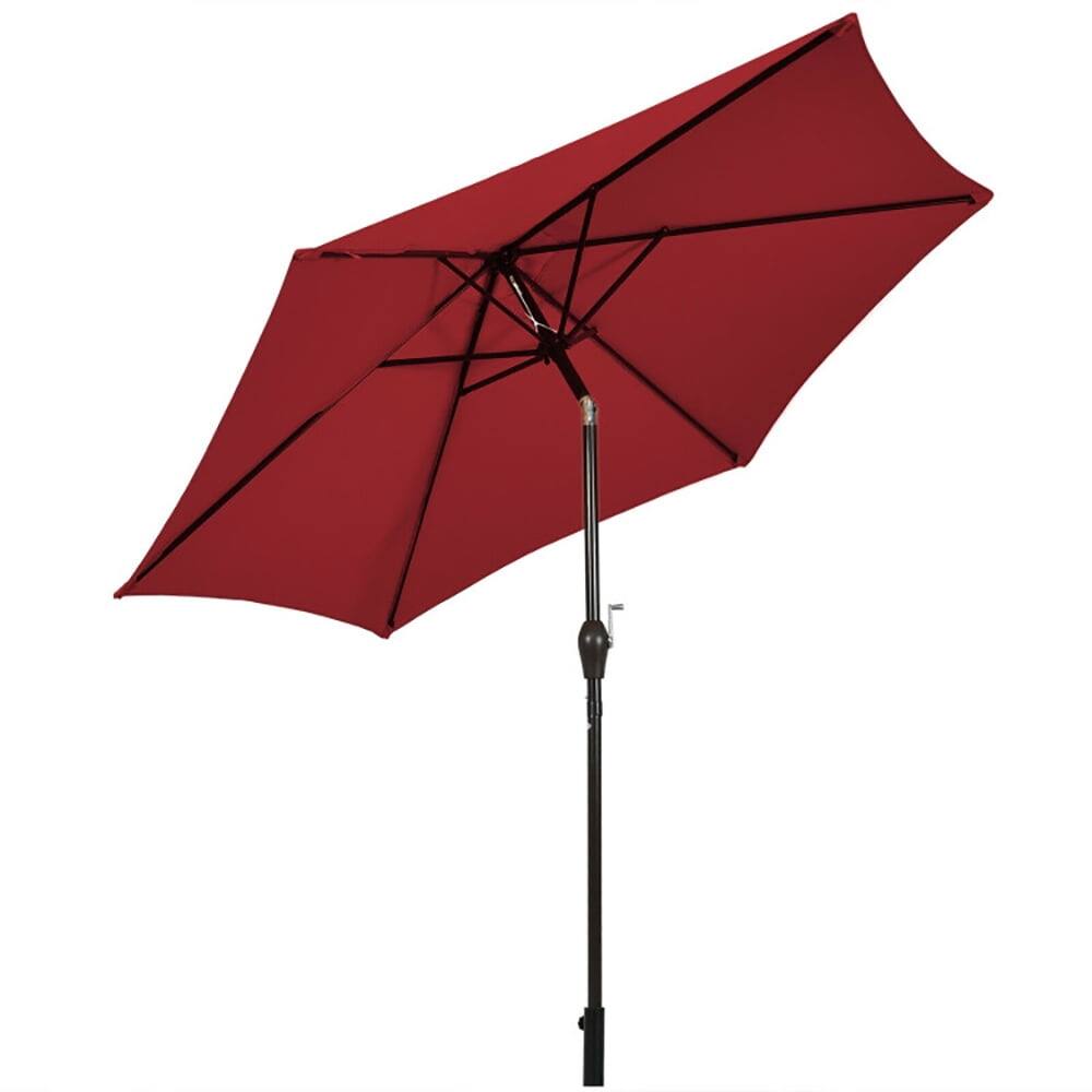 Alt View 2. Kadyn - 9 ft Outdoor Market Patio Table Umbrella Push Button Tilt Crank Lift-Burgundy, Patio Offset Umbrella.