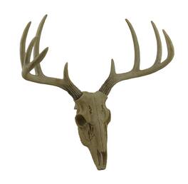 Zeckos - Little Bucky Wall Mounted Faux Aged Finish 10 Point Antlers Deer Skull 15 Inch - Beige
