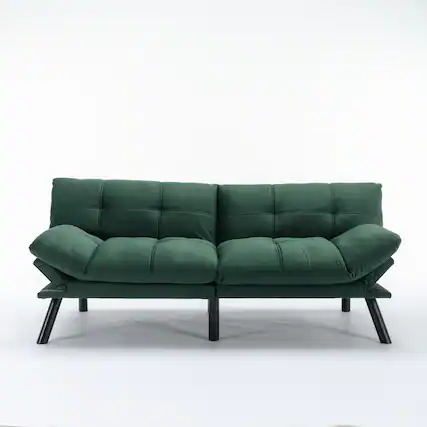 Front. GOODSILO - Convertible Folding Sofa Bed with Adjustable Armrests and Backrest for Small Spaces - Emerald.