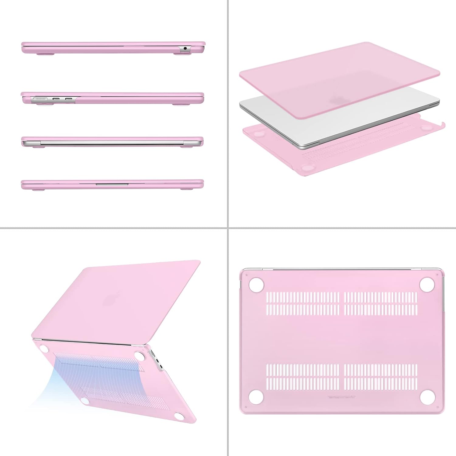 Alt View 1. mosiso - Case for 2026-2022 MacBook Air 13 inch Case M5 A3449 M4 A3240 M3 A3113 M2 A2681, Shell&Keyboard Cover&Screen Film&Pouch - Dusty Pink.