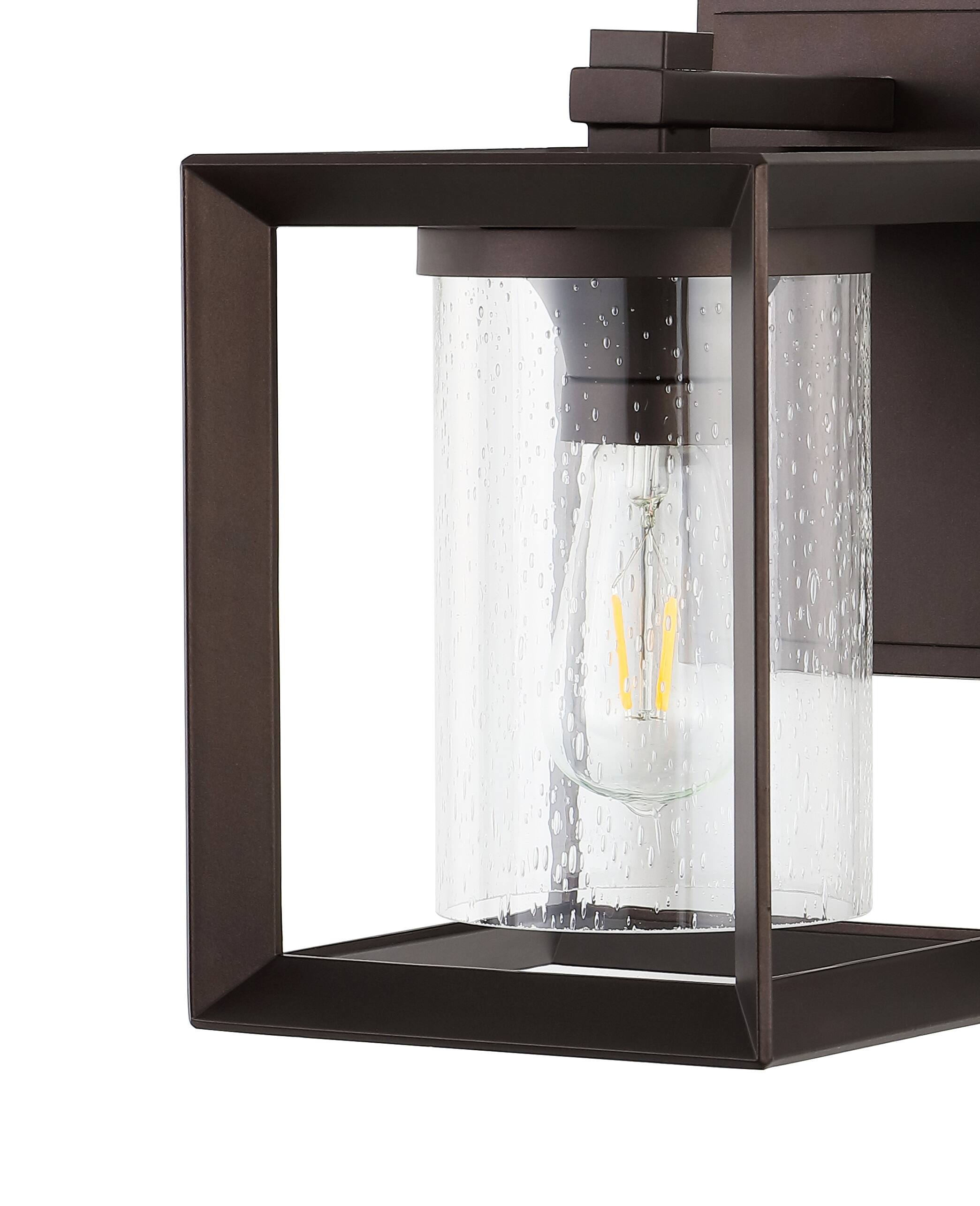Alt View 4. Jonathan Y - Vaughn 7.25" 1-Light Iron/Glass Modern Rustic Cube LED Outdoor Sconce, Oil Rubbed Bronze (Set of 2) - Oil Rubbed Bronze.