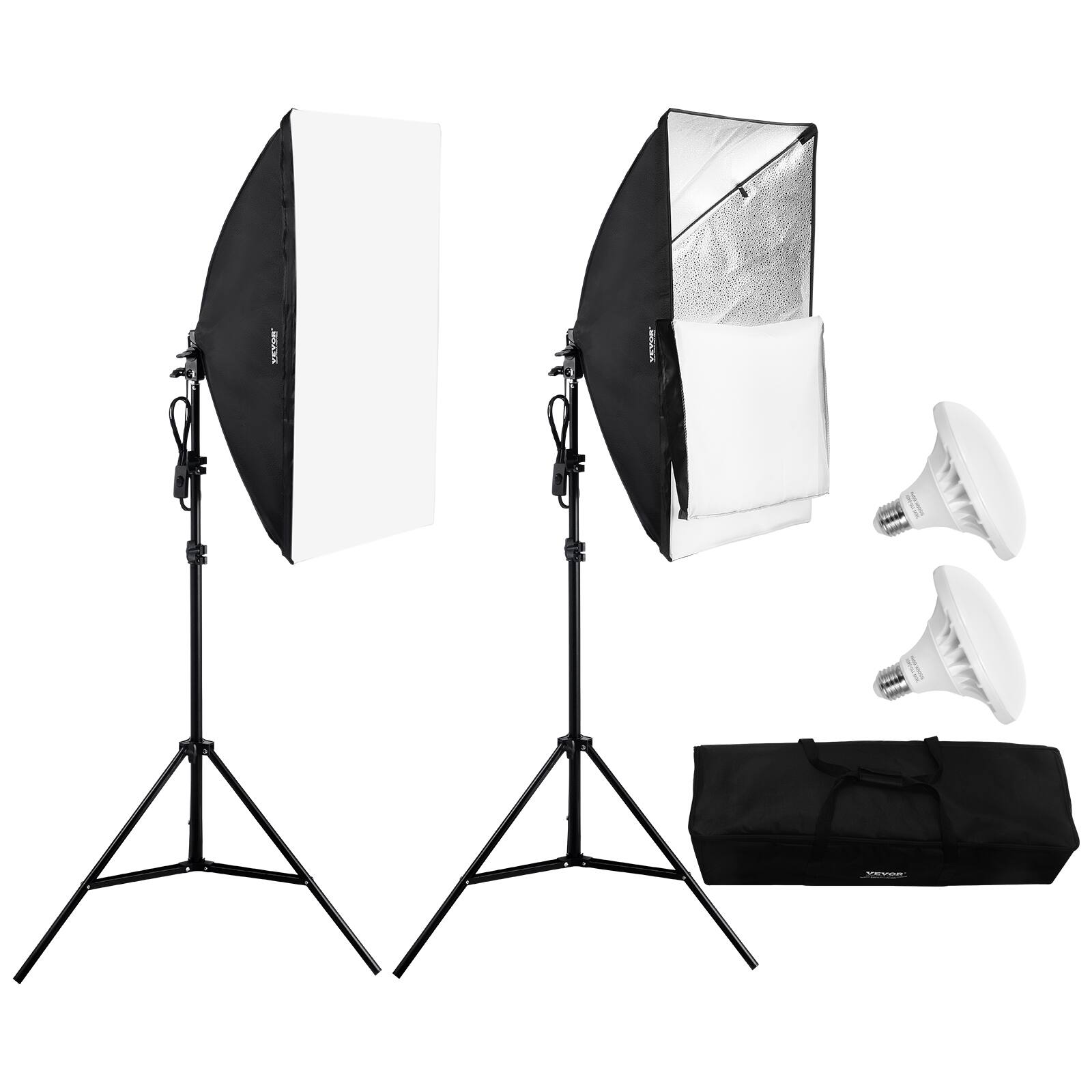 Front. VEVOR - Softbox Lighting Kit, 20" x 28", Professional Softbox with 30W 5500K LED Bulbs, Close to Natural Daylight - Black.
