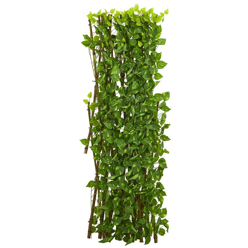 Angle. BreeBe - 47” Pothos Expandable Fence UV Resistant & Waterproof - Green.