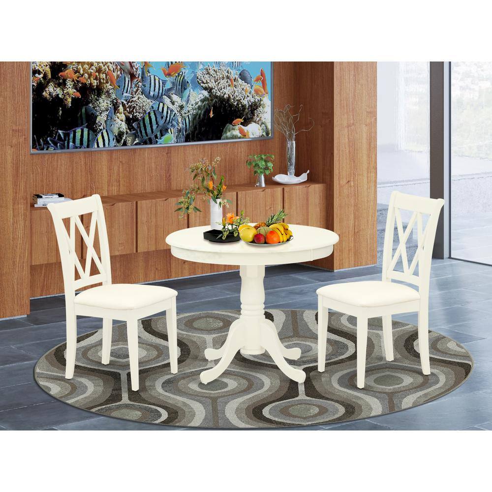 Left. East West Furniture - Dining Room Set Linen White - Brown.