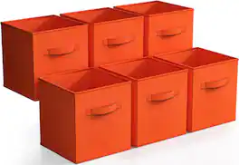 Sorbus - Foldable Storage Cubes - 6 Fabric Baskets for Organizing Pantry, Closet, Shelf, Nursery, Playroom, Toy Box, Cubby - Orange