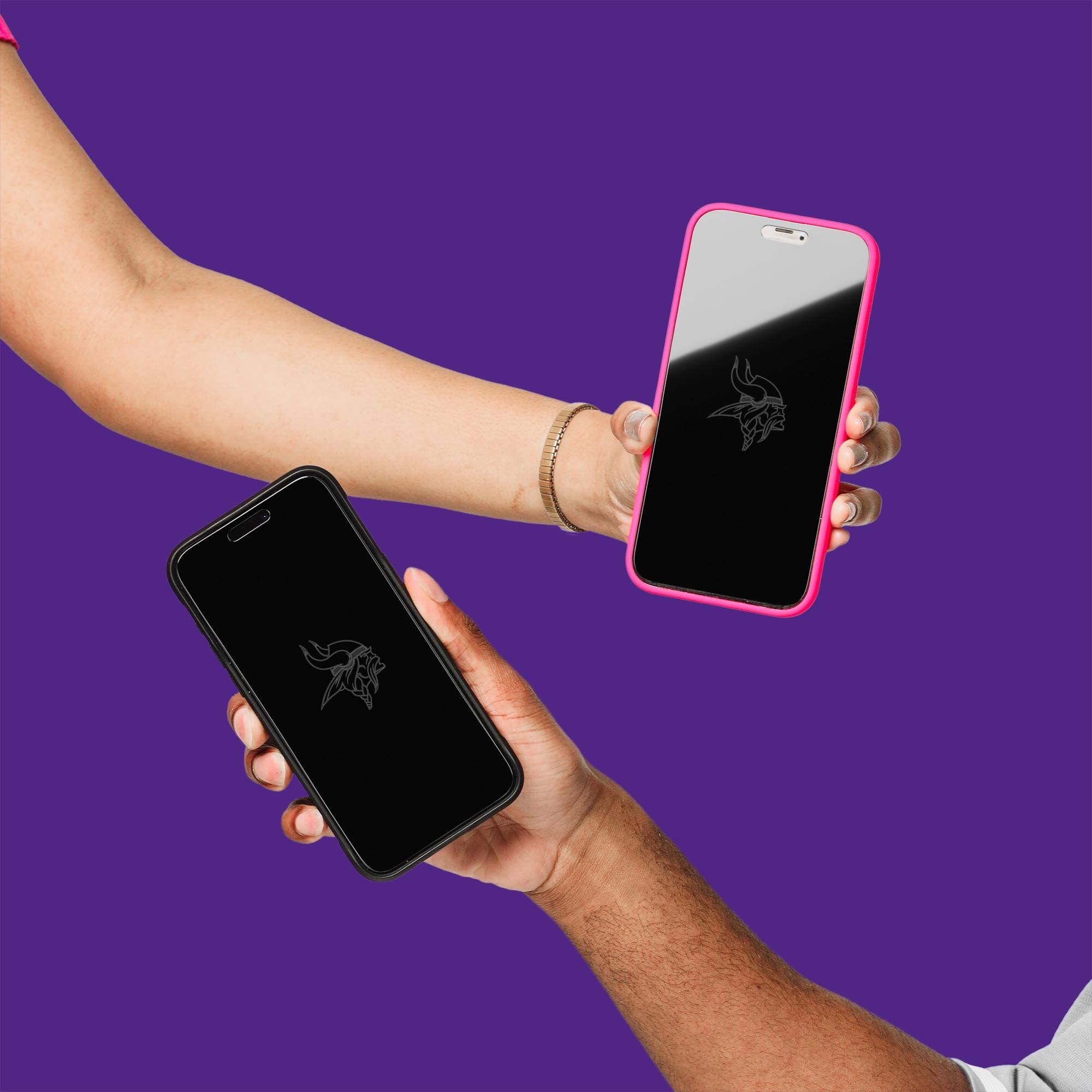 Alt View 3. Screen Skinz - Minnesota Vikings iPhone Privacy Glass Screen Protector - 14 Pro Max - Multicolor.