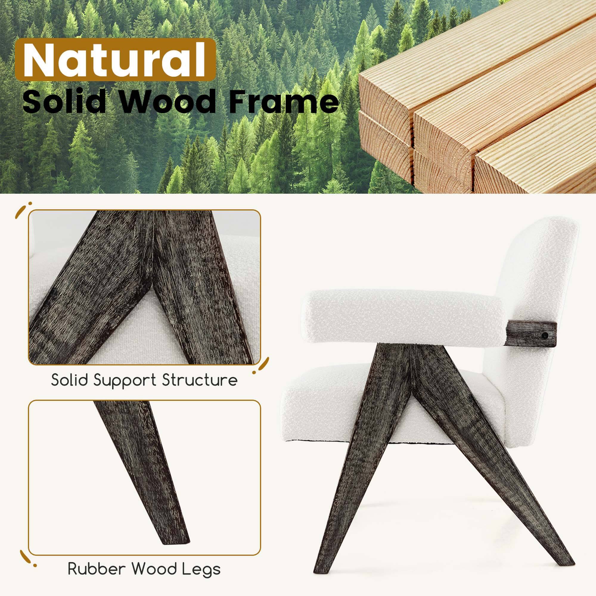 Natural Solid Wood Frame Solid Support Structure Rubber Wood Legs
