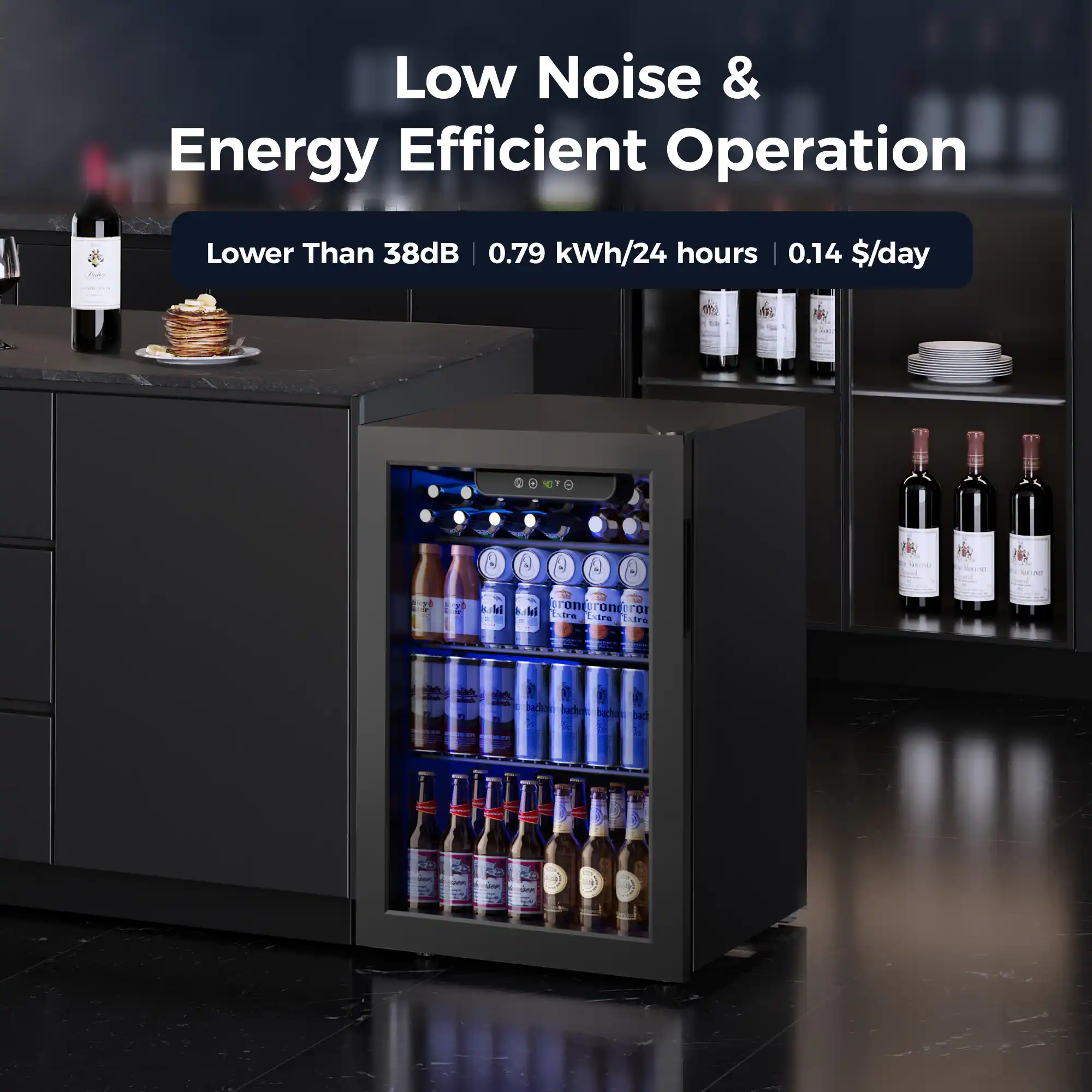 Low Noise & Energy Efficient Operation  
Lower Than 38dB | 0.79 kWh/24 hours | 0.14 $/day
