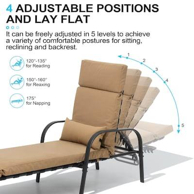 4 ADJUSTABLE POSITIONS AND LAY FLAT

It can be freely adjusted in 5 levels to achieve a variety of comfortable postures for sitting, reclining and backrest.

1. 120-135° for Reading
2. 150-160° for Relaxing
3. 175° for Napping
