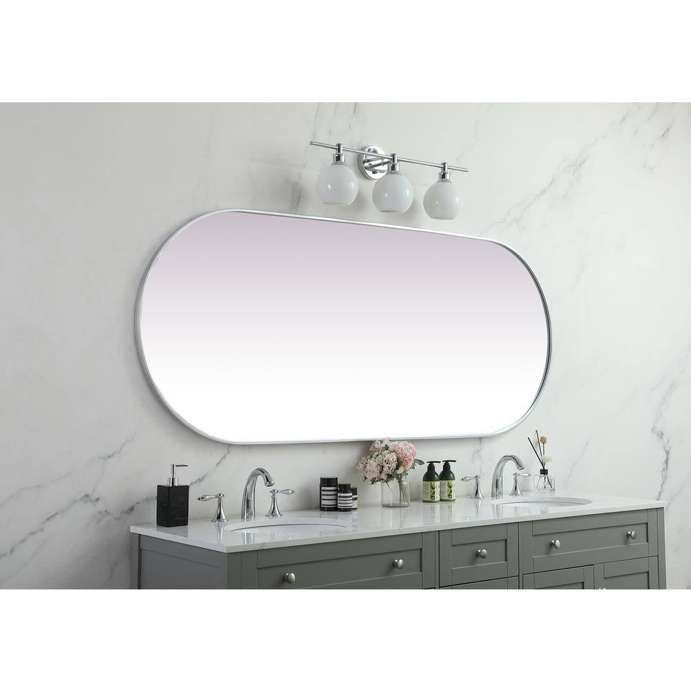 Alt View 4. Elegant Decor - Metal Frame Oval Mirror 30x72 Inch in Silver - Silver.