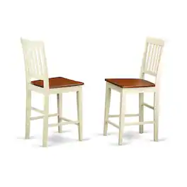 FurniFact - Elegant Wooden Bar Stools – Counter Height Chairs with Back - Buttermilk & Cherry