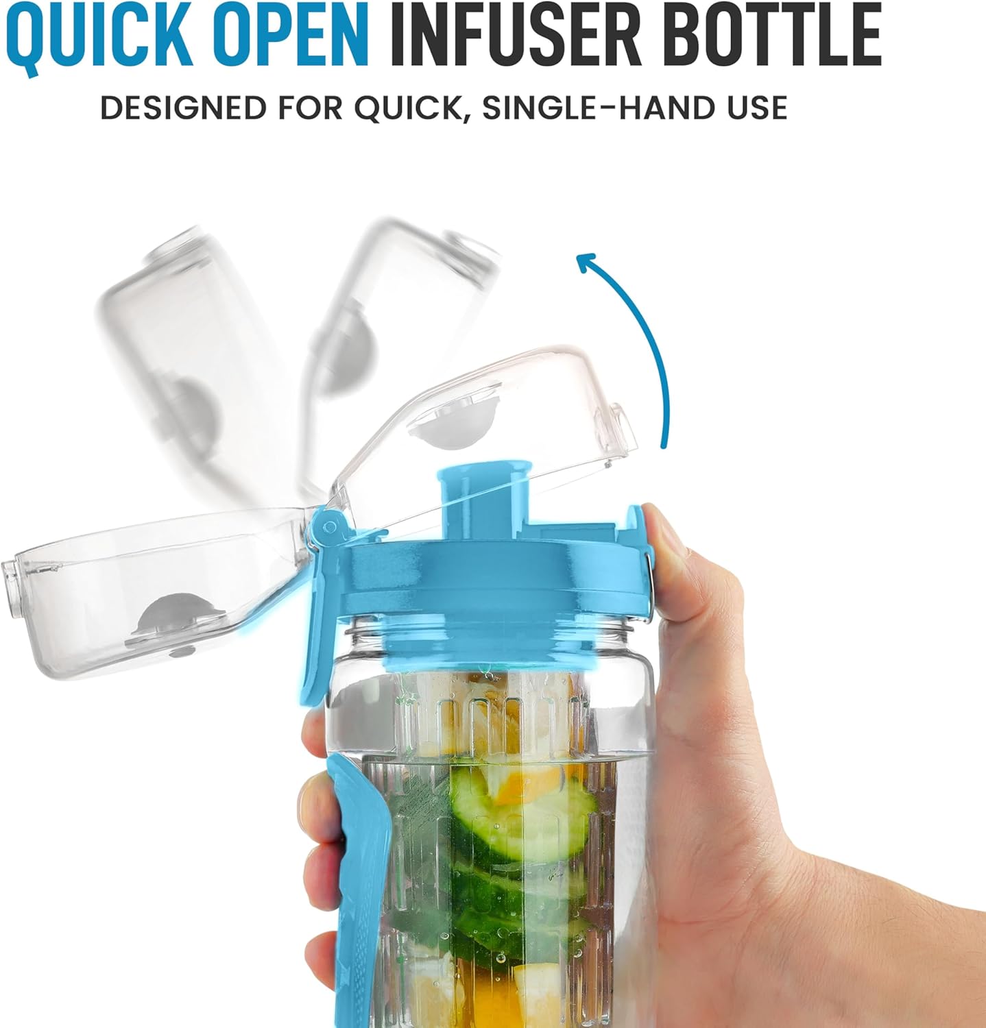 QUICK OPEN INFUSER BOTTLE  
DESIGNED FOR QUICK, SINGLE-HAND USE