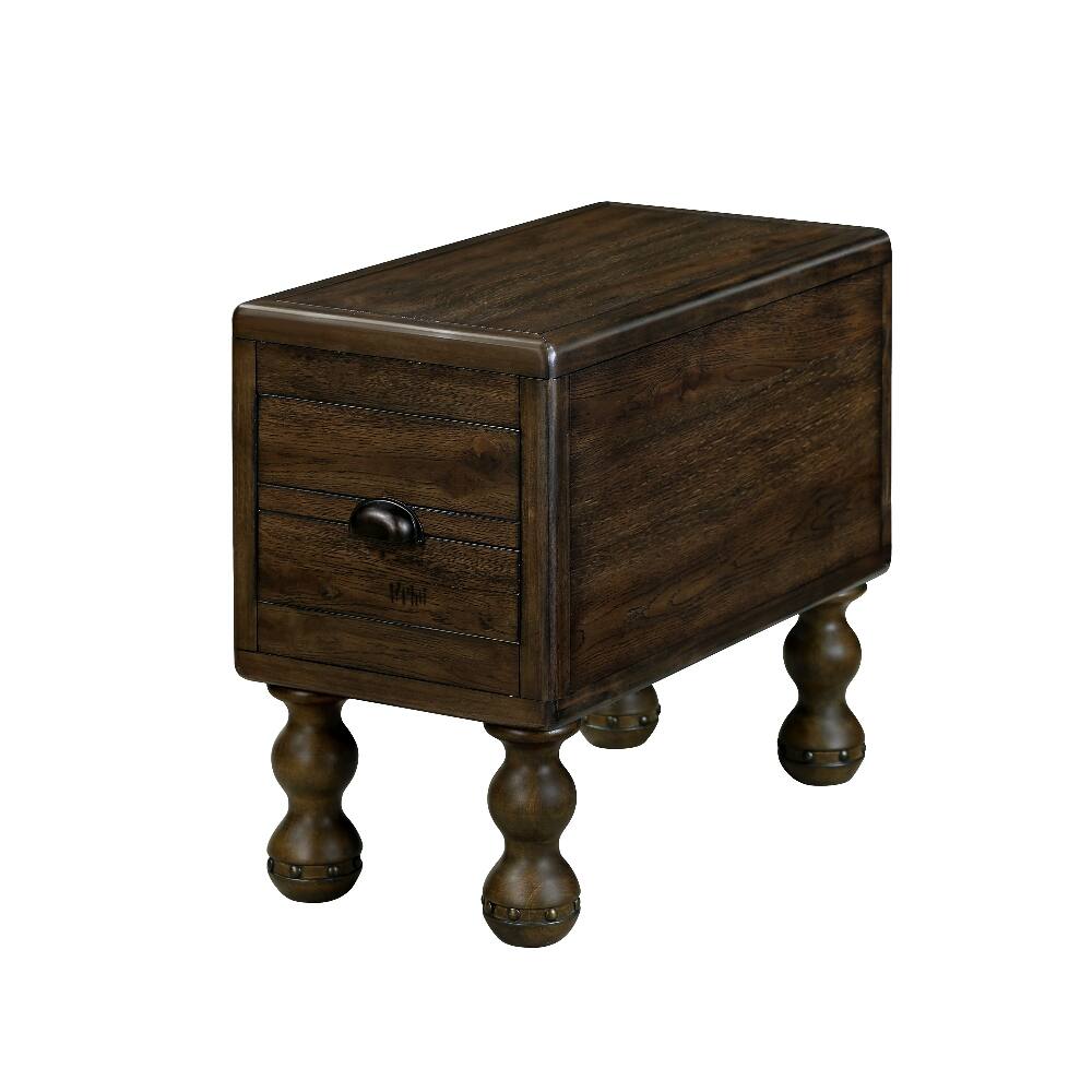 Alt View 6. Loheer - Loheer Solid Wood End Table Narrow Side Table with Drawer Vintage Bedside Table Espresso Nightstand for Small Spaces - Espresso.