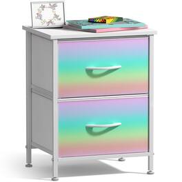Sorbus - Nightstand with 2 Drawers - Steel Frame, Wood Top &Fabric Bins -Home, Bedroom, Office &College Dorm, Kids Bedside - Multicolor 1