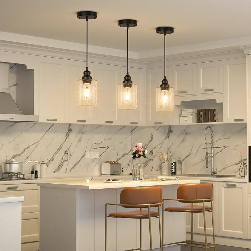 Alt View 4. Comfort Essence - Pack Bubble Glass Lamp Shade Covers Replacements For Light Fixtures Cylinder Globe Shades Pendant Lights Ch - Clear Glass 8 Pack.