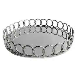American Atelier - Looped Tray-Silver Round 15"D - Clear