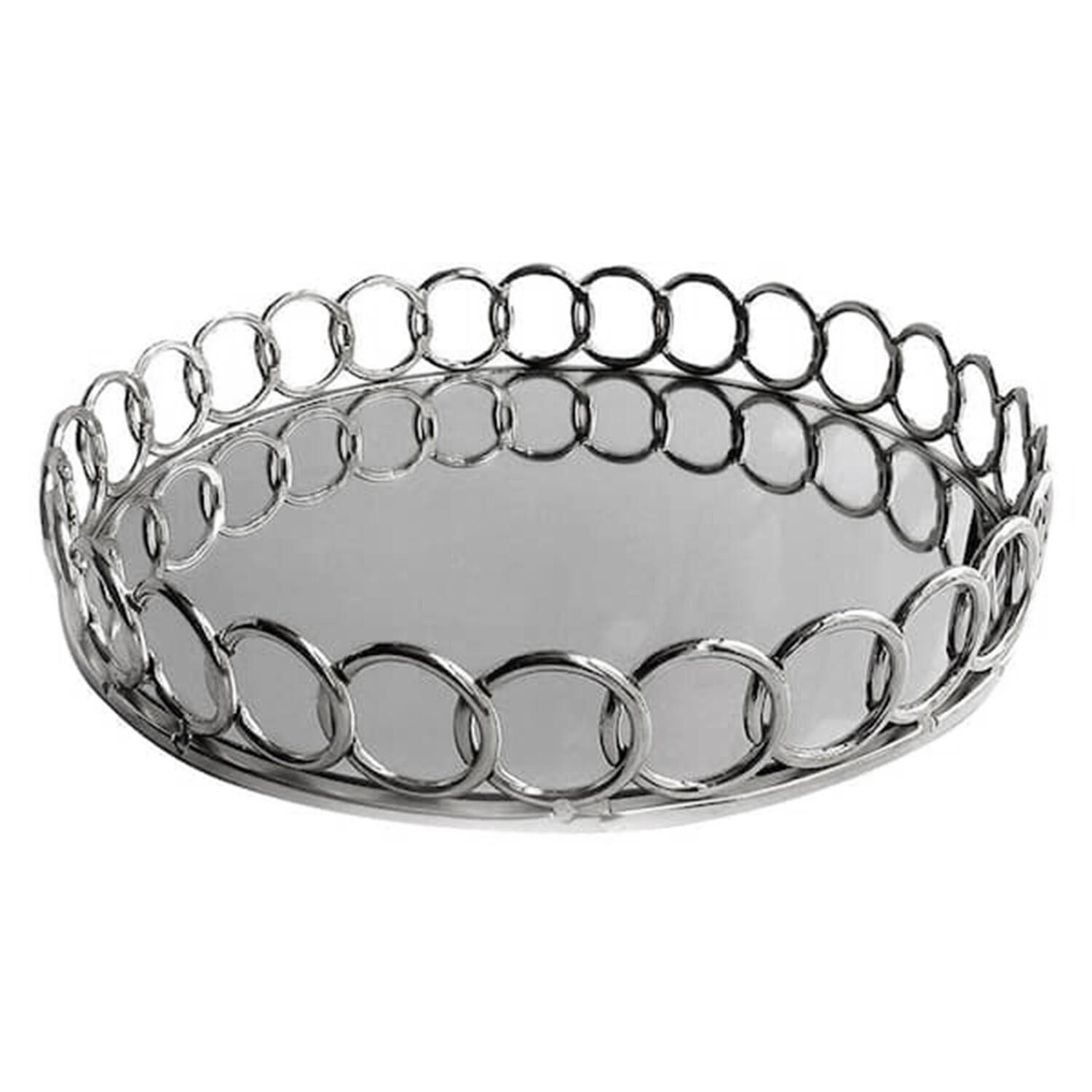 Front. American Atelier - Looped Tray-Silver Round 15"D - Clear.