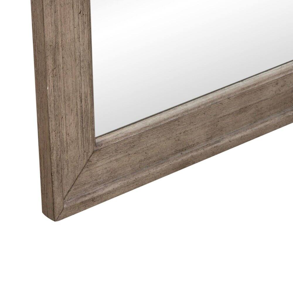 Back. Liberty Furniture Industries - Arched Mirror with Dresser Mount 41" x 40"- Burnished Beige Oak Wood Frame - Burnished Beige.