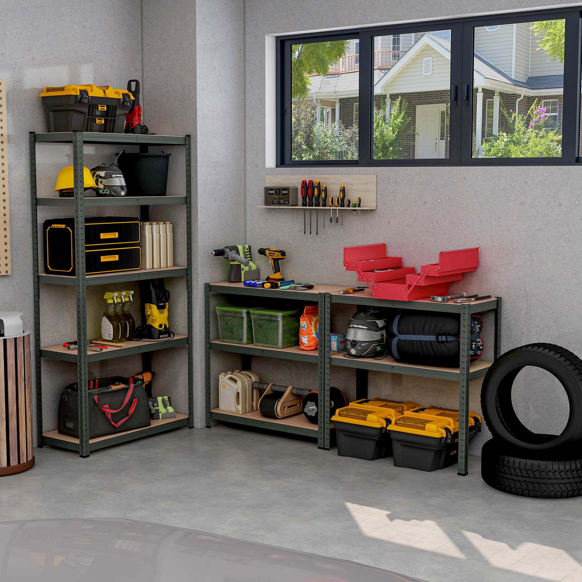 Alt View 3. Costway - Costway 2 PCS 5 Tier Adjustable Garage Shelving Unit with 2000 lbs Max Load for Warehouse - Grey.