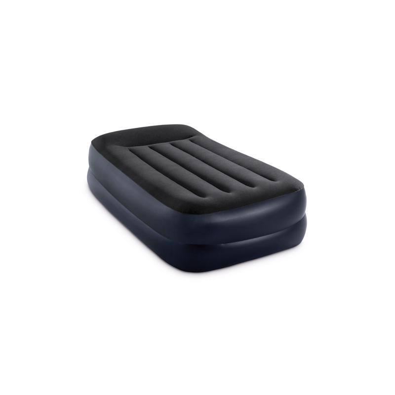 Angle. Intex - Intex Dura Beam Plus Pillow Raised Airbed Mattress with Built in Pump, Twin - Black.