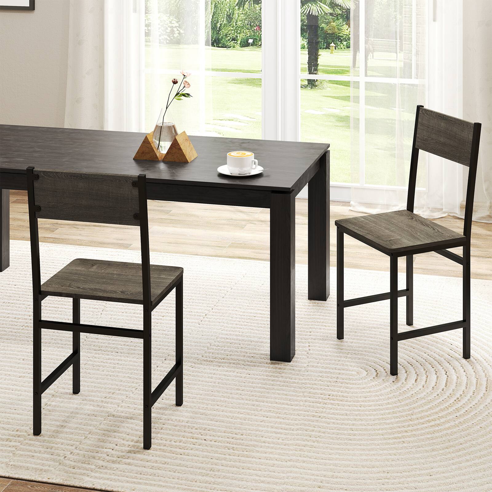 Alt View 4. Gymax - Gymax Set of 4 Dining Chairs w/Metal Legs Slanted Back Wide Seat for Living Room - Gray.