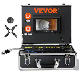 VEVOR - Sewer Camera, 100 ft/30 m, 7" Screen Pipeline Inspection Camera with DVR Function, Waterproof IP68 Camera - Black