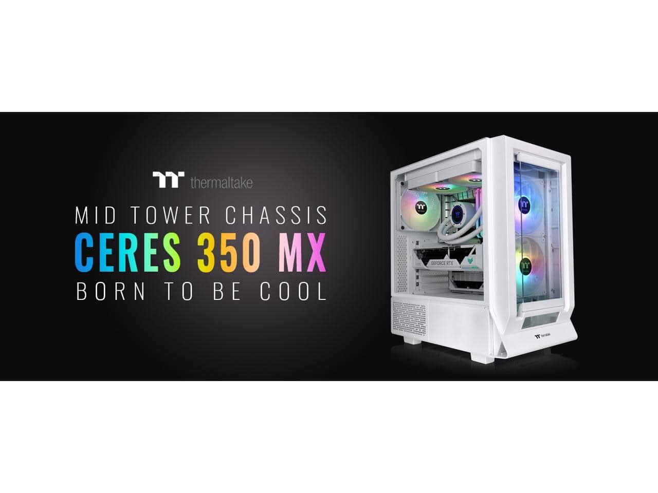 Thermaltake - Ceres 350 MX Snow ATX Case w/ 3 ARGB Fans & Dual Panels - Snow