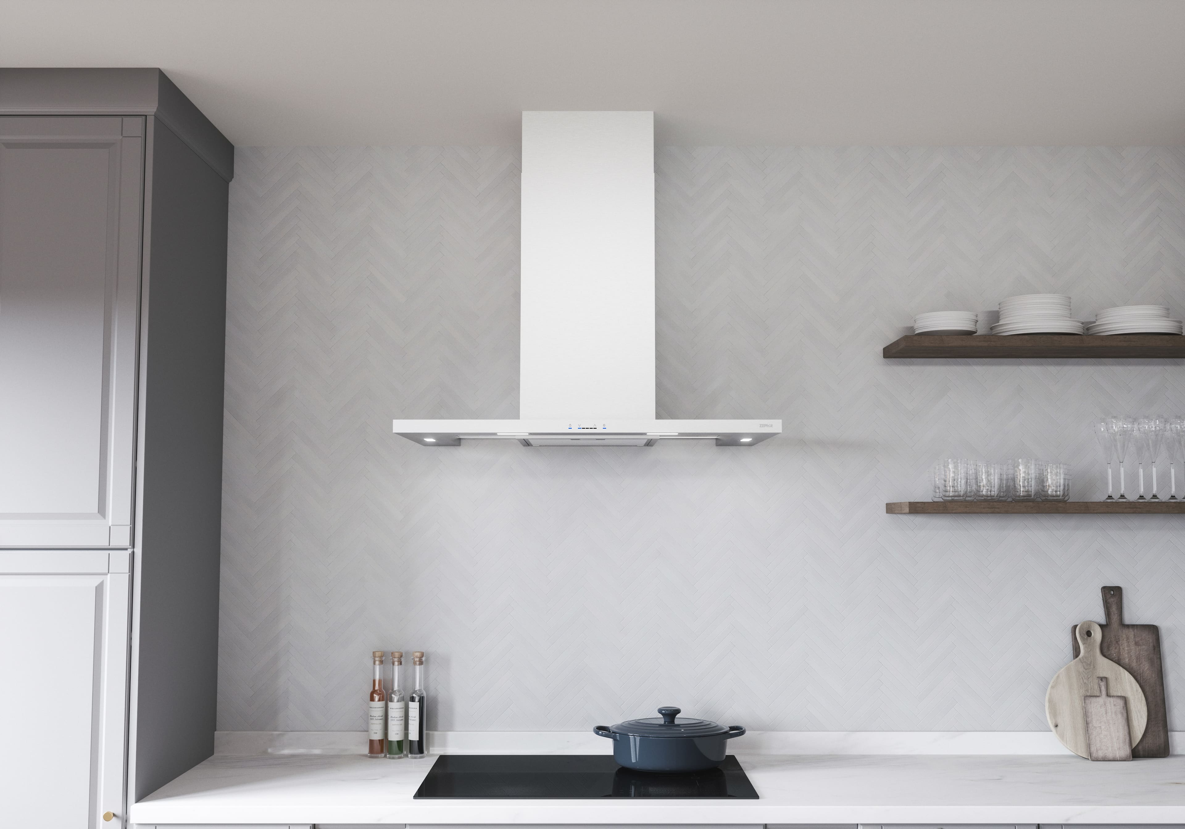 Alt View 11. Zephyr - Modena 30 in. 600 CFM Wall Mount Range Hood with LED Light - Stainless Steel.